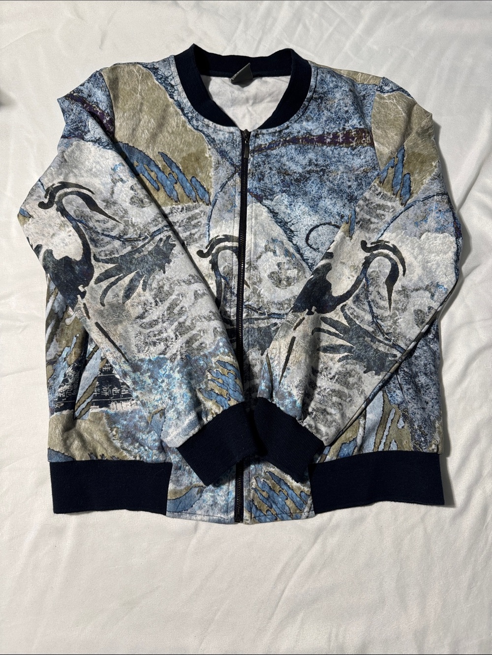 Simply Art by Dolcezza Jacket Size Small Abstract Heron Print Zip Front 9707